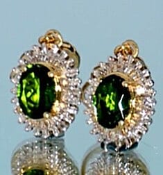 D'Joy Premium Chrome Diopside and Diamond 3.00 ctw Daisy Flower Earrings in 18K Vermeil Yellow Gold Over Sterling Silver