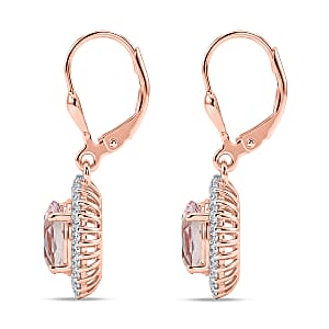 D'Joy Premium Martha Rocha Kunzite and Diamond 4.00 ctw Daisy Flower Earrings in 18K Vermeil Rose Gold Over Sterling Silver