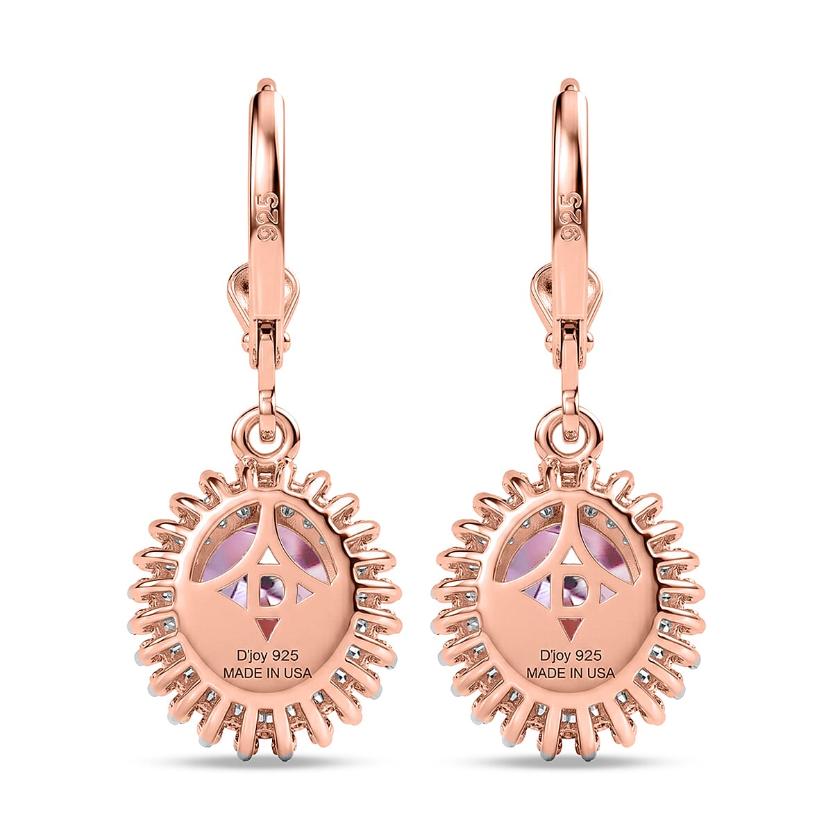 D'Joy Premium Martha Rocha Kunzite and Diamond 4.00 ctw Daisy Flower Earrings in 18K Vermeil Rose Gold Over Sterling Silver image number 4