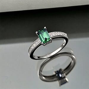Luxoro AAA Kagem Zambian Emerald and Diamond I2 1.25 ctw Ring in 14K White Gold (Size 4.0)