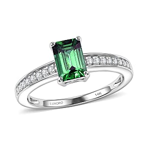 Luxoro AAA Kagem Zambian Emerald and Diamond I2 1.25 ctw Ring in 14K White Gold (Size 7.0)