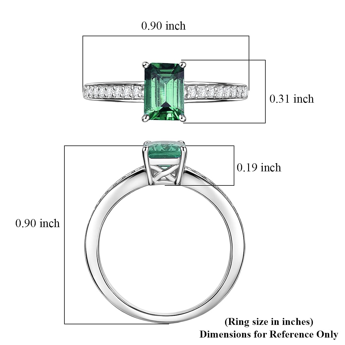 Luxoro AAA Kagem Zambian Emerald and Diamond I2 1.25 ctw Ring in 14K White Gold (Size 7.0) image number 5