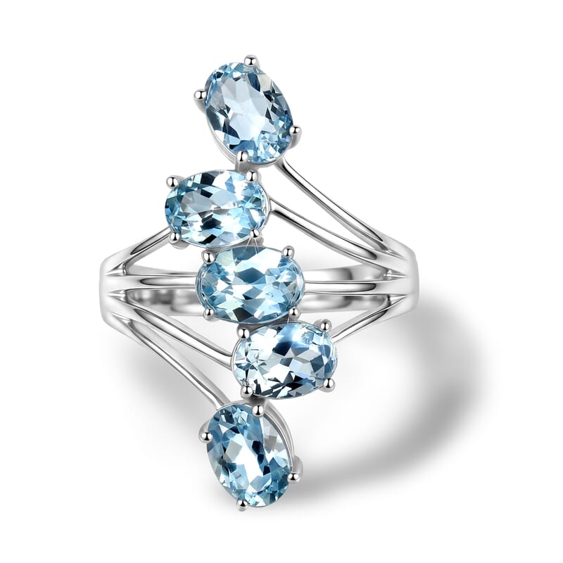 EverTrue Sky Blue Topaz 4.65 ctw Ring in Platinum Bond (Size 6.0)