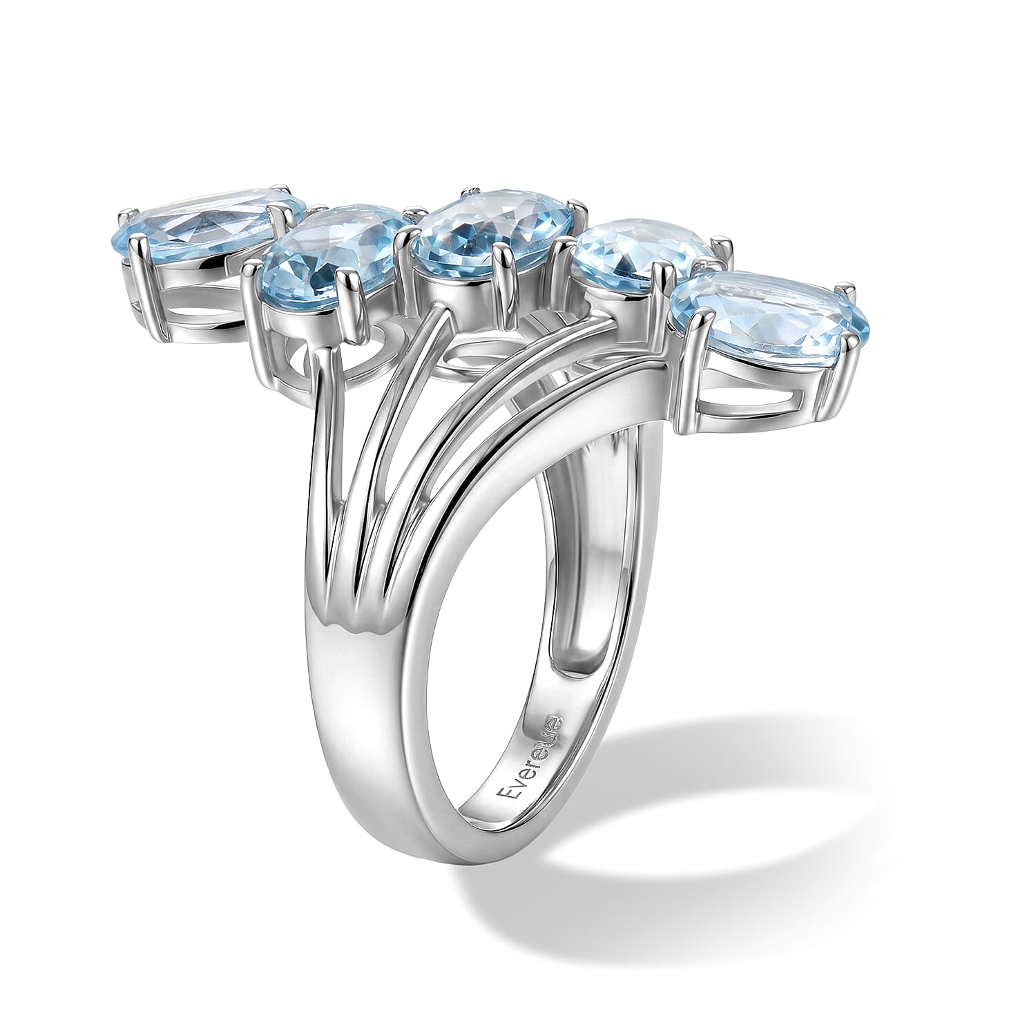 EverTrue Sky Blue Topaz 4.65 ctw Ring in Platinum Bond (Size 6.0)