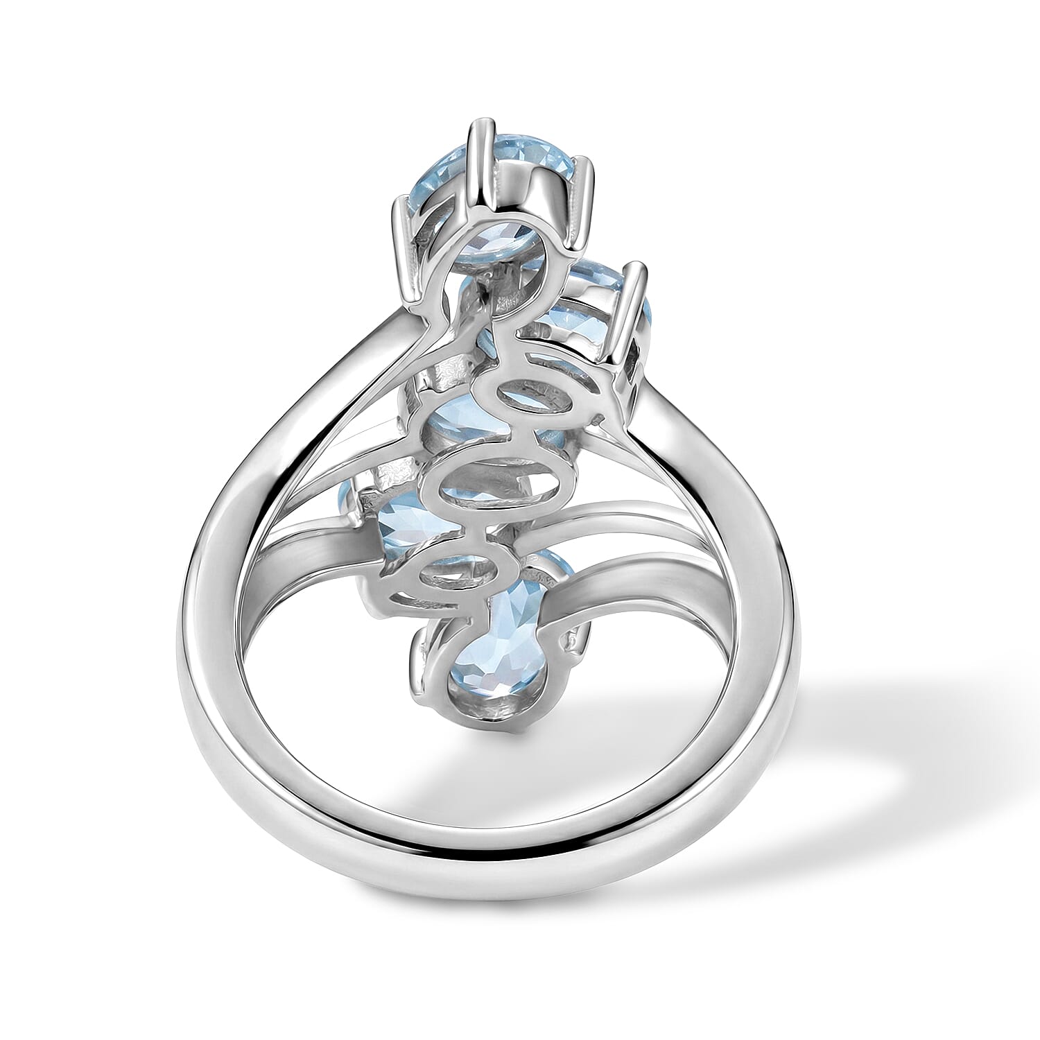 EverTrue Sky Blue Topaz 4.65 ctw Ring in Platinum Bond (Size 8.0)