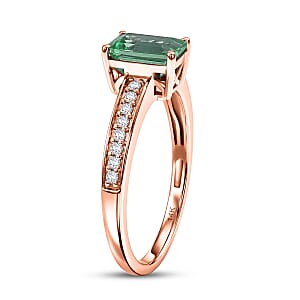 Luxoro AAA Kagem Zambian Emerald and Diamond I2 1.25 ctw Ring in 14K Rose Gold (Size 5.0)