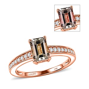 Luxoro AAA Turkizite and Diamond I2 1.35 ctw Ring in 14K Rose Gold (Size 6.0)