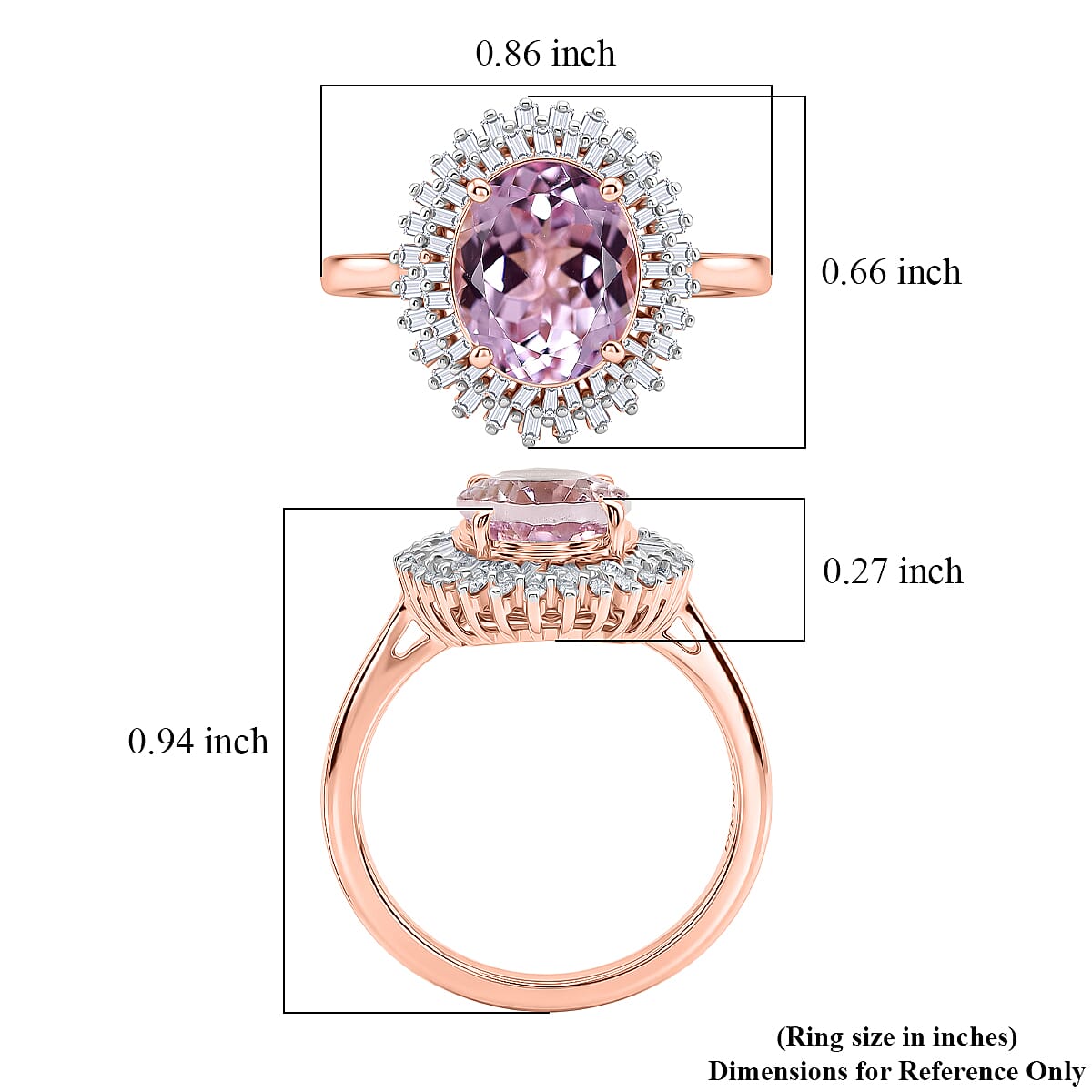 D'Joy Premium Martha Rocha Kunzite and Diamond 3.65 ctw Daisy Flower Ring in 18K Vermeil Rose Gold Over Sterling Silver (Size 7.0) image number 5