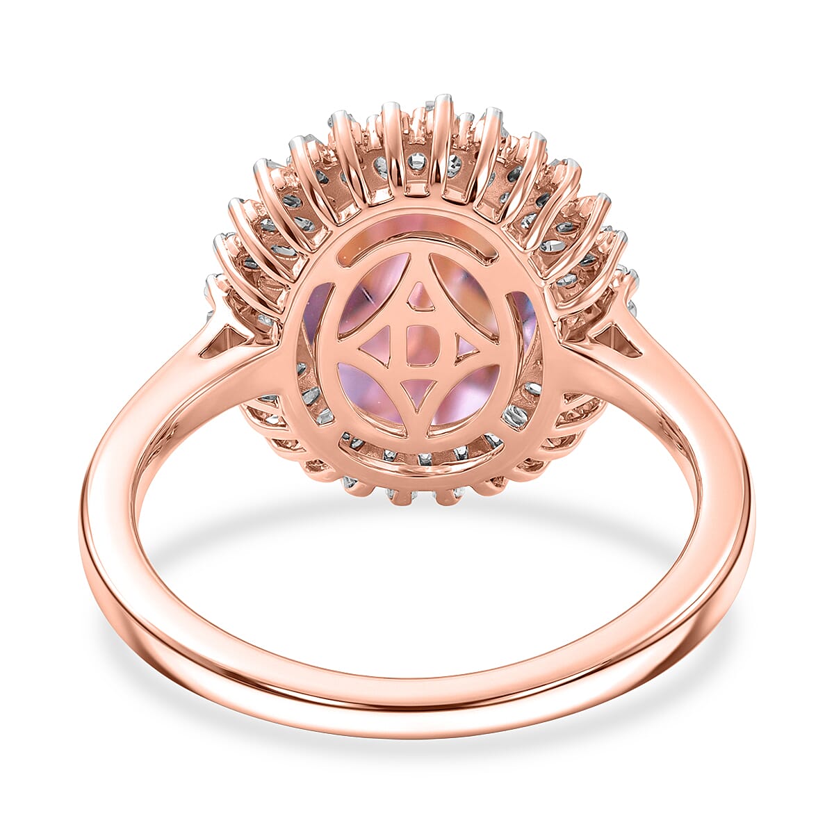 D'Joy Premium Martha Rocha Kunzite and Diamond 3.65 ctw Daisy Flower Ring in 18K Vermeil Rose Gold Over Sterling Silver (Size 9.0) image number 4