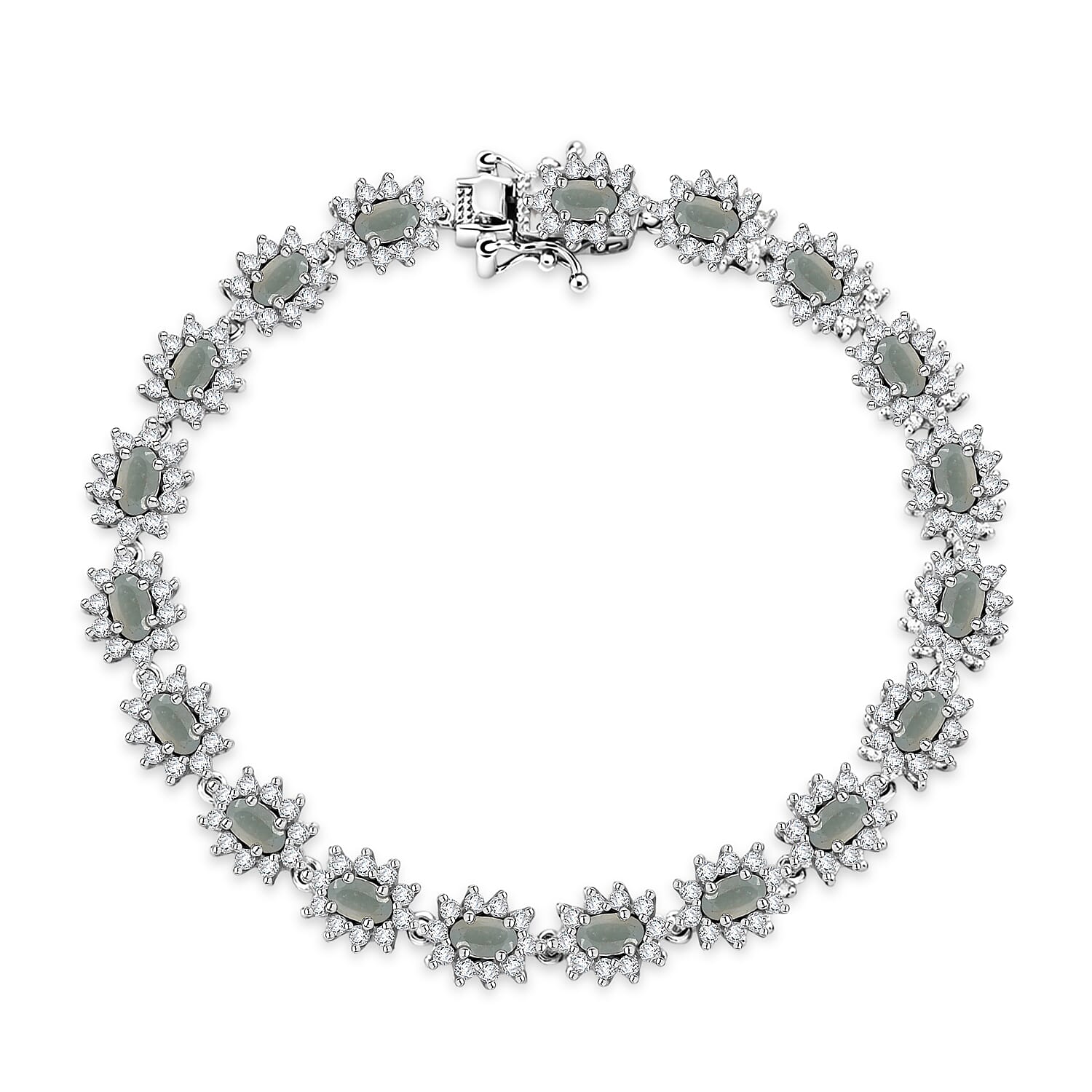 D'Joy Premium Narsipatnam Alexandrite and White Zircon 8.80 ctw Twinkling Starlight Bracelet in Rhodium Over Sterling Silver (7.25 In)