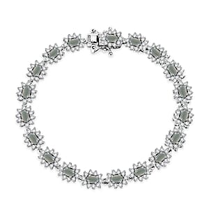 D'Joy Premium Narsipatnam Alexandrite and White Zircon 8.80 ctw Bracelet in Rhodium Over Sterling Silver (7.25 In)