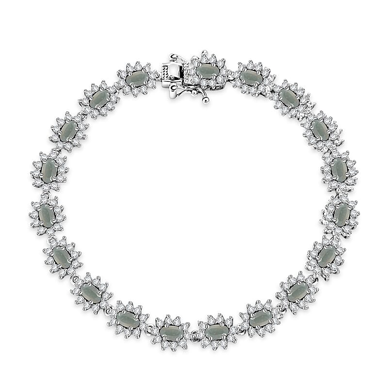 D'Joy Premium Narsipatnam Alexandrite and White Zircon 8.80 ctw Twinkling Starlight Bracelet in Rhodium Over Sterling Silver (7.25 In)