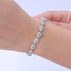 D'Joy Premium Narsipatnam Alexandrite and White Zircon 8.80 ctw Bracelet in Rhodium Over Sterling Silver (7.25 In)
