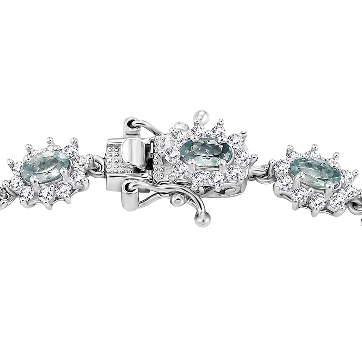 D'Joy Premium Narsipatnam Alexandrite and White Zircon 8.80 ctw Bracelet in Rhodium Over Sterling Silver (7.25 In) image number 3