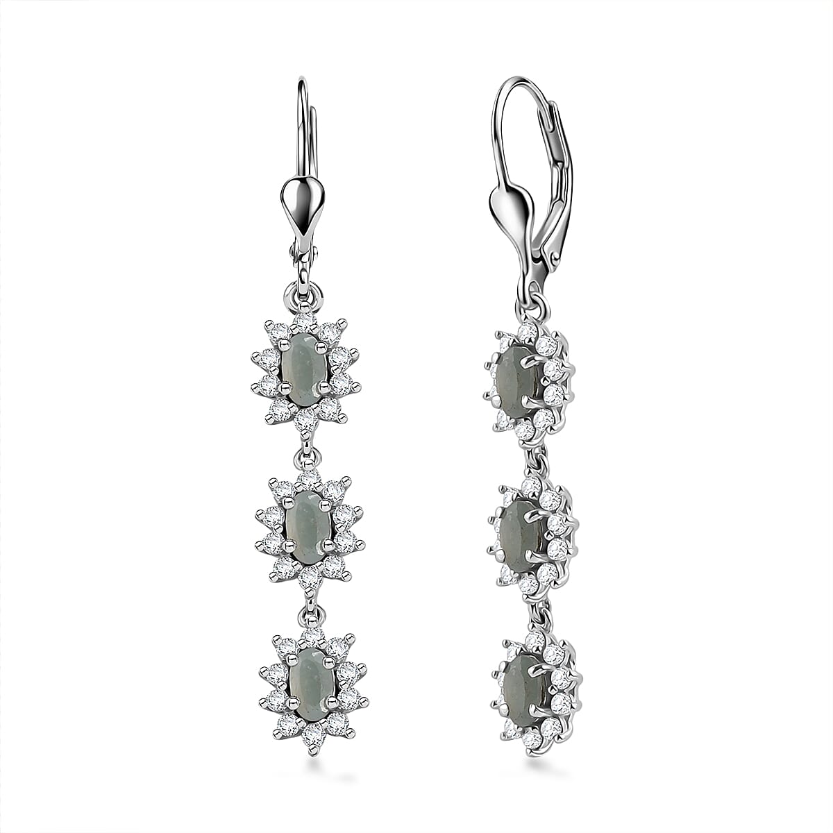 D'Joy Premium Narsipatnam Alexandrite and White Zircon 2.90 ctw Twinkling Starlight Earrings in Rhodium Over Sterling Silver