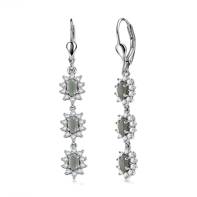 D'Joy Premium Narsipatnam Alexandrite and White Zircon 2.90 ctw Twinkling Starlight Earrings in Rhodium Over Sterling Silver