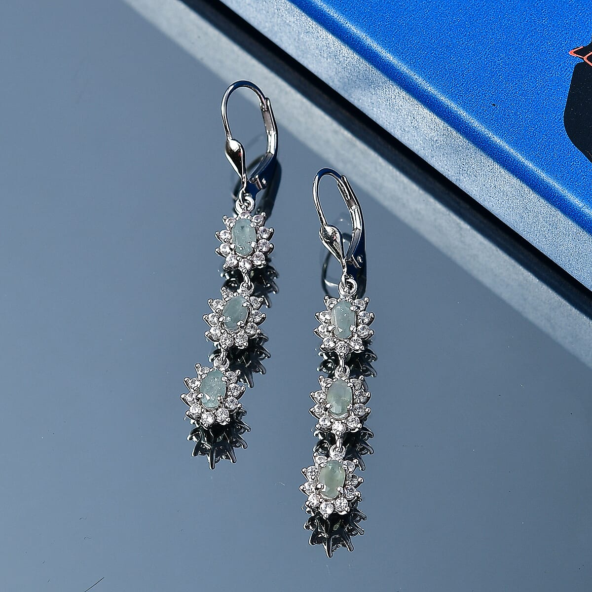 D'Joy Premium Narsipatnam Alexandrite and White Zircon 2.90 ctw Twinkling Starlight Earrings in Rhodium Over Sterling Silver image number 1