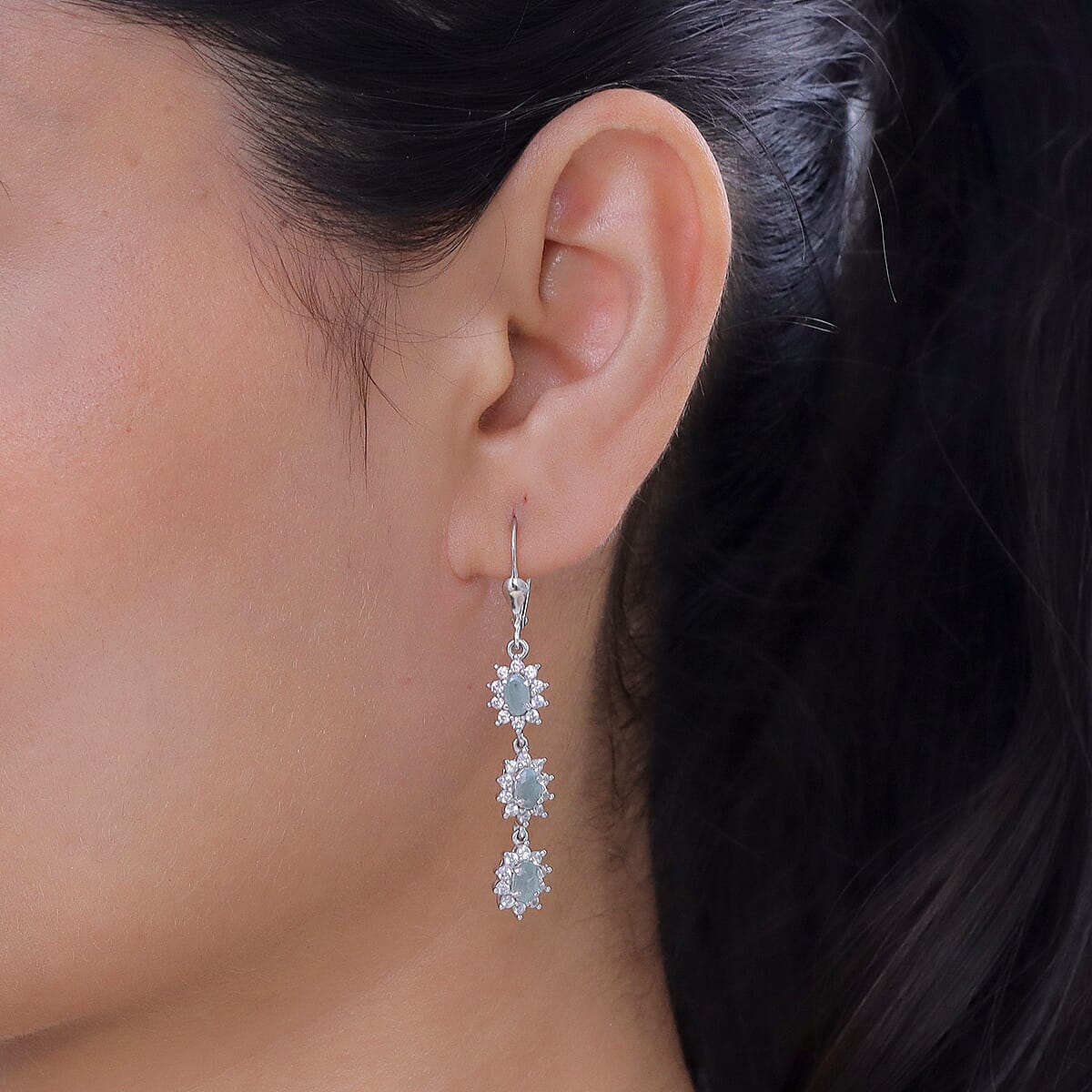 D'Joy Premium Narsipatnam Alexandrite and White Zircon 2.90 ctw Twinkling Starlight Earrings in Rhodium Over Sterling Silver image number 2