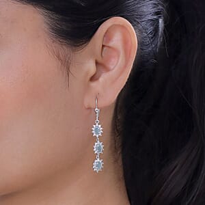 D'Joy Premium Narsipatnam Alexandrite and White Zircon 2.90 ctw Earrings in Rhodium Over Sterling Silver