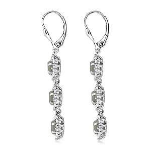 D'Joy Premium Narsipatnam Alexandrite and White Zircon 2.90 ctw Earrings in Rhodium Over Sterling Silver