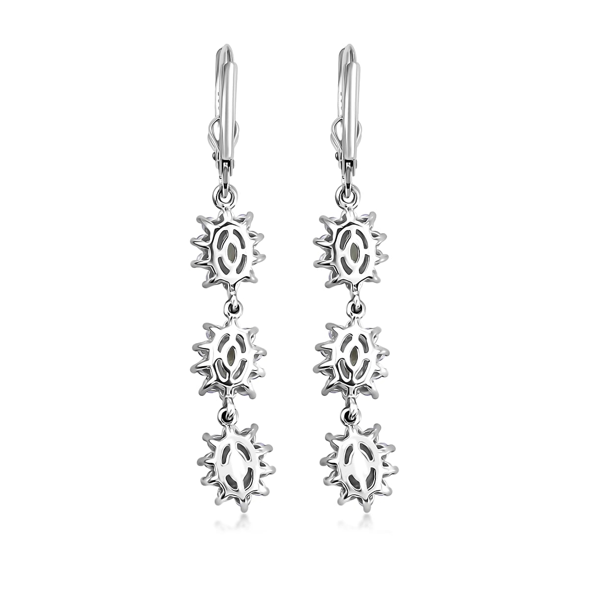 D'Joy Premium Narsipatnam Alexandrite and White Zircon 2.90 ctw Twinkling Starlight Earrings in Rhodium Over Sterling Silver image number 4