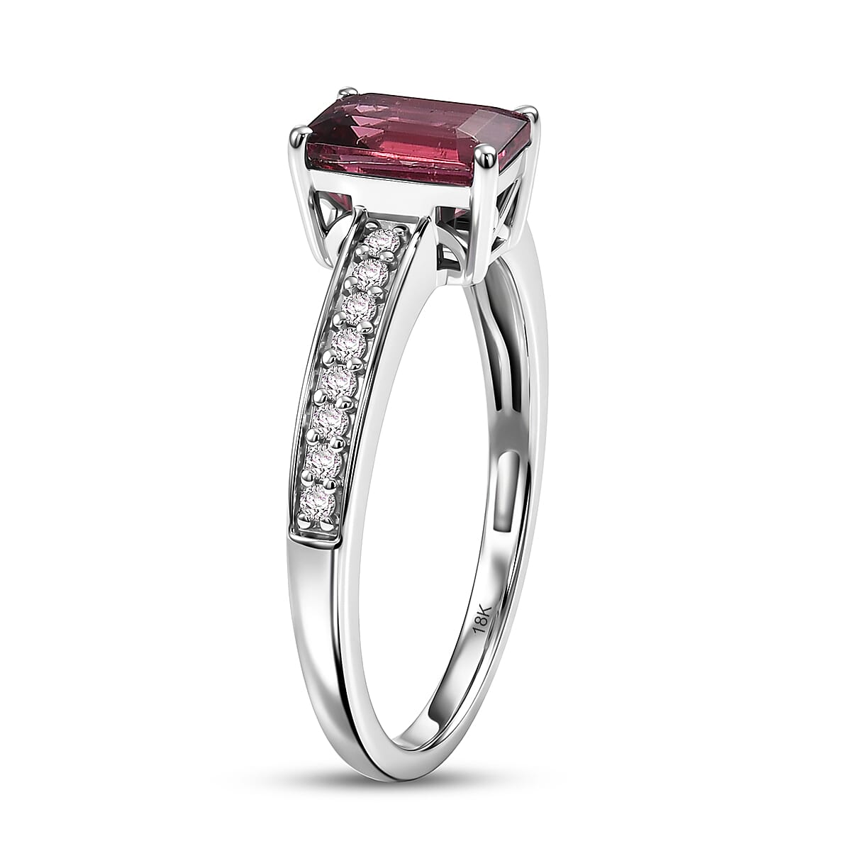 Rhapsody AAAA Ouro Fino Rubellite and Diamond G-H SI 1.25 ctw Ring in 18K White Gold (Size 11.0) image number 3