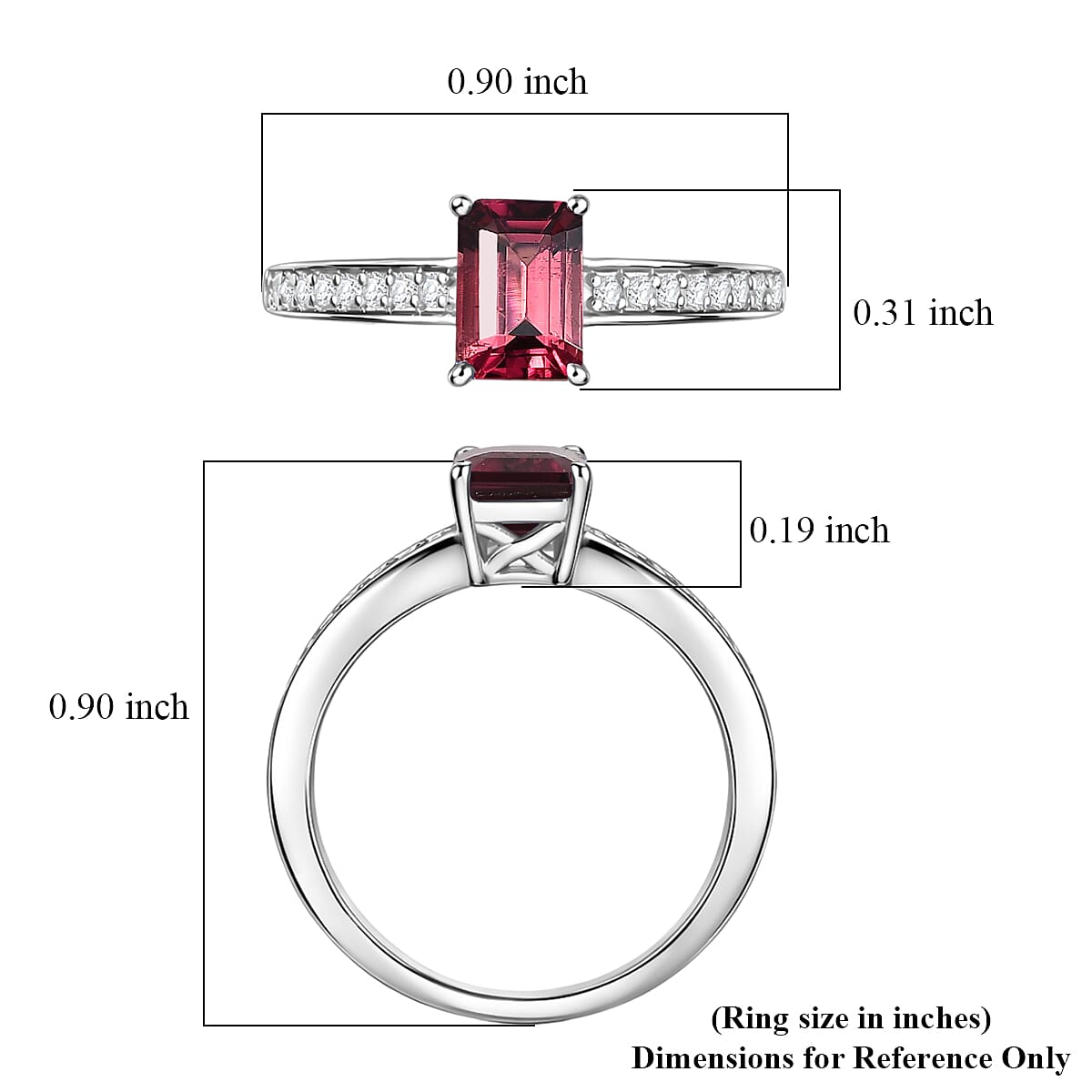 Rhapsody AAAA Ouro Fino Rubellite and Diamond G-H SI 1.25 ctw Ring in 18K White Gold (Size 5.5) image number 5