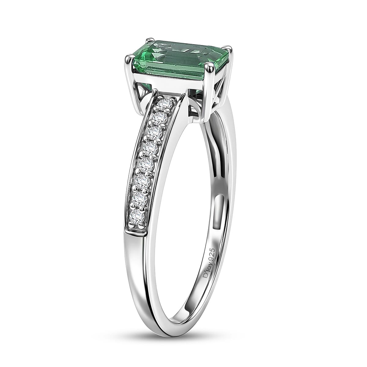 D'Joy Kagem Zambian Emerald and Diamond 1.25 ctw Ring in Rhodium Over Sterling Silver (Size 8.0) image number 3