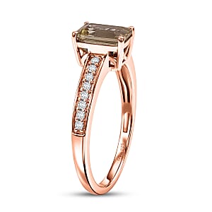 D'Joy AAA Turkizite and Diamond 1.35 ctw Ring in 18K Vermeil Rose Gold Over Sterling Silver (Size 11.5)