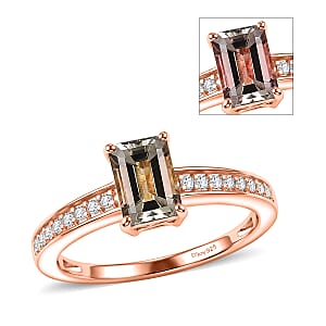 D'Joy AAA Turkizite and Diamond 1.35 ctw Ring in 18K Vermeil Rose Gold Over Sterling Silver (Size 12.0)