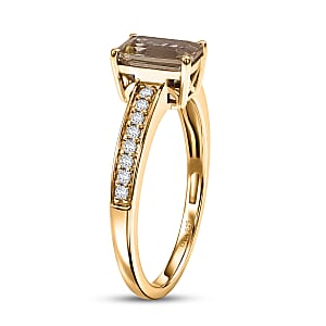 D'Joy AAA Turkizite and Diamond 1.35 ctw Ring in 18K Vermeil Yellow Gold Over Sterling Silver (Size 5.5)