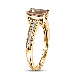 D'Joy Premium Marropino Morganite and Diamond 1.04 ctw Ring in 18K Vermeil Yellow Gold Over Sterling Silver (Size 8.0)