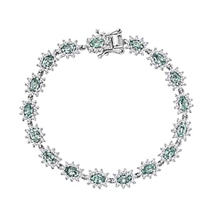 D'Joy Premium Narsipatnam Alexandrite and White Zircon 6.00 ctw Twinkling Starlight Bracelet in Rhodium Over Sterling Silver (6.50 In)