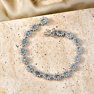 D'Joy Premium Narsipatnam Alexandrite and White Zircon 6.00 ctw Twinkling Starlight Bracelet in Rhodium Over Sterling Silver (6.50 In)
