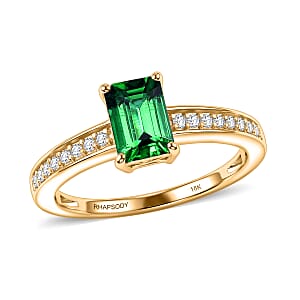 Rhapsody AAAA Kagem Zambian Emerald and Diamond G-H SI 1.25 ctw Ring in 18K Yellow Gold (Size 10.5)