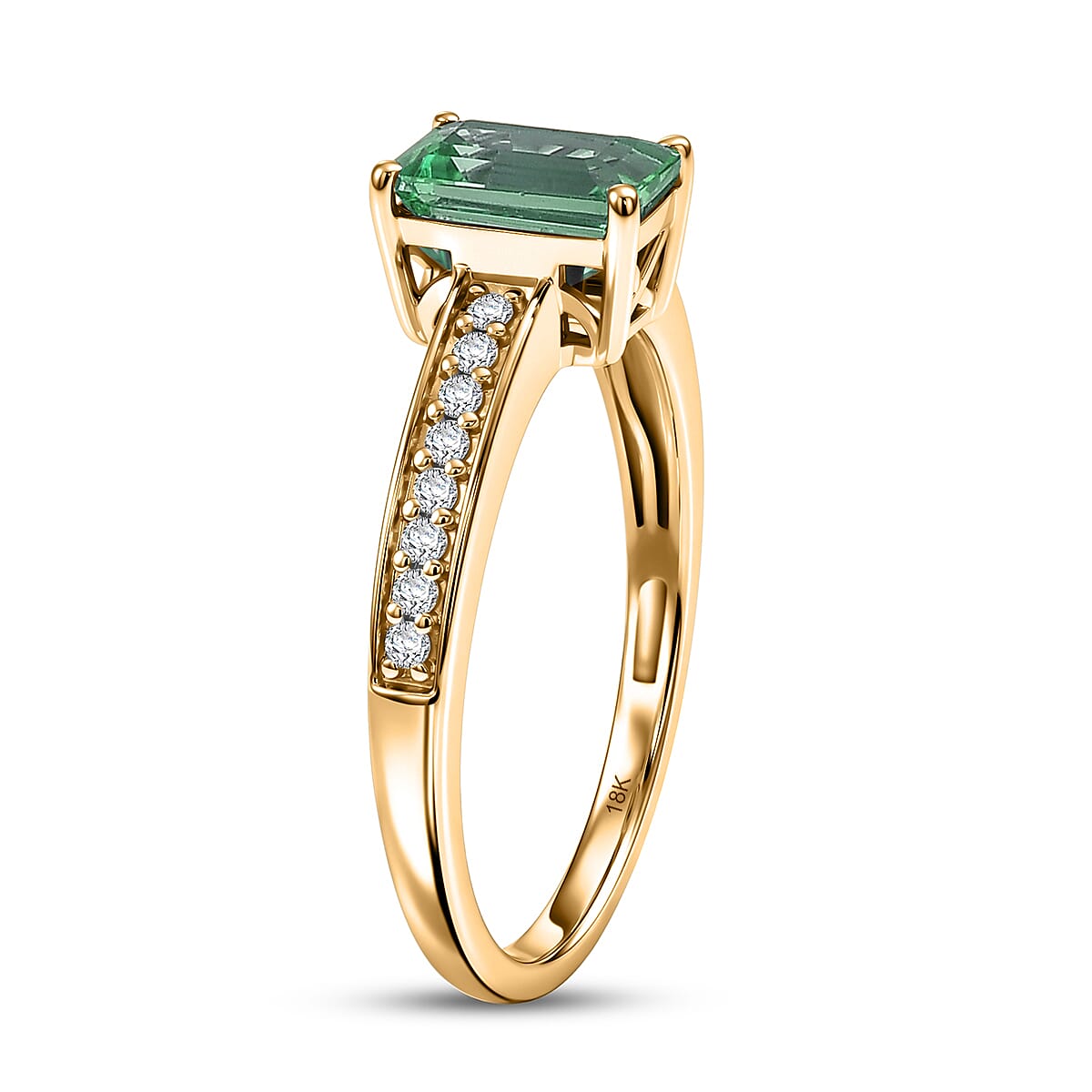Rhapsody AAAA Kagem Zambian Emerald and Diamond G-H SI 1.25 ctw Ring in 18K Yellow Gold (Size 6.5) image number 3