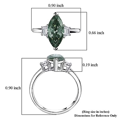 Luxuriant Lab Grown Green Diamond IR and Lab Grown Diamond VS 3.00 ctw Celestial Green Spark Ring in 950 Palladium (Size  10.0)