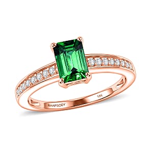 Rhapsody AAAA Kagem Zambian Emerald and Diamond G-H SI 1.25 ctw Ring in 18K Rose Gold (Size 9.5)