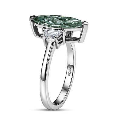 Luxuriant Lab Grown Green Diamond IR and Lab Grown Diamond VS 3.00 ctw Celestial Green Spark Ring in 950 Palladium (Size  5.0)