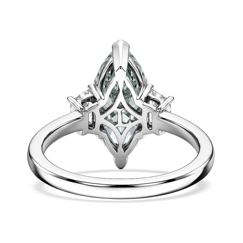 Luxuriant Lab Grown Green Diamond IR and Lab Grown Diamond VS 3.00 ctw Celestial Green Spark Ring in 950 Palladium (Size  5.5)