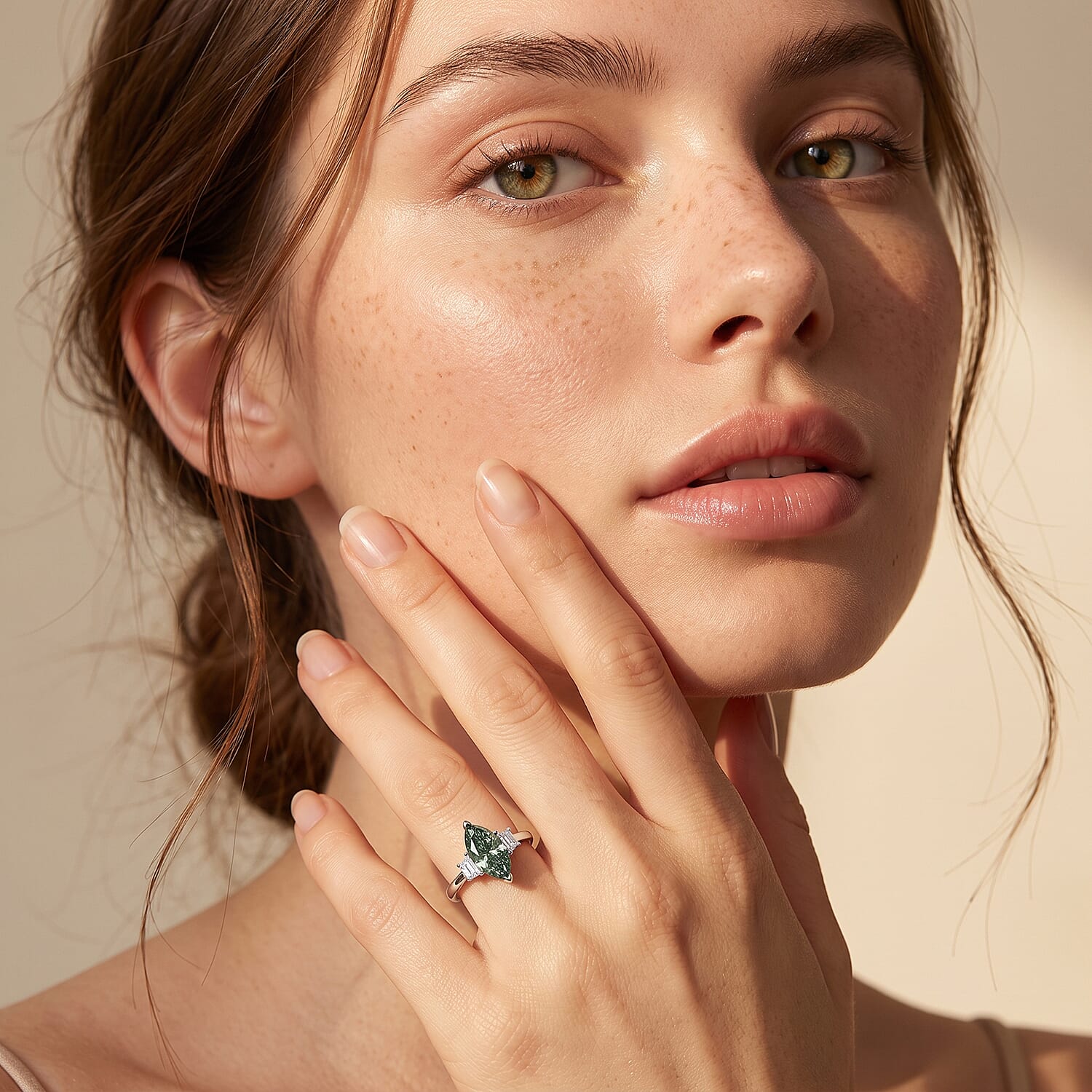 Luxuriant Lab Grown Green Diamond IR and Lab Grown Diamond VS 3.00 ctw Celestial Green Spark Ring in 950 Palladium (Size  6.0)