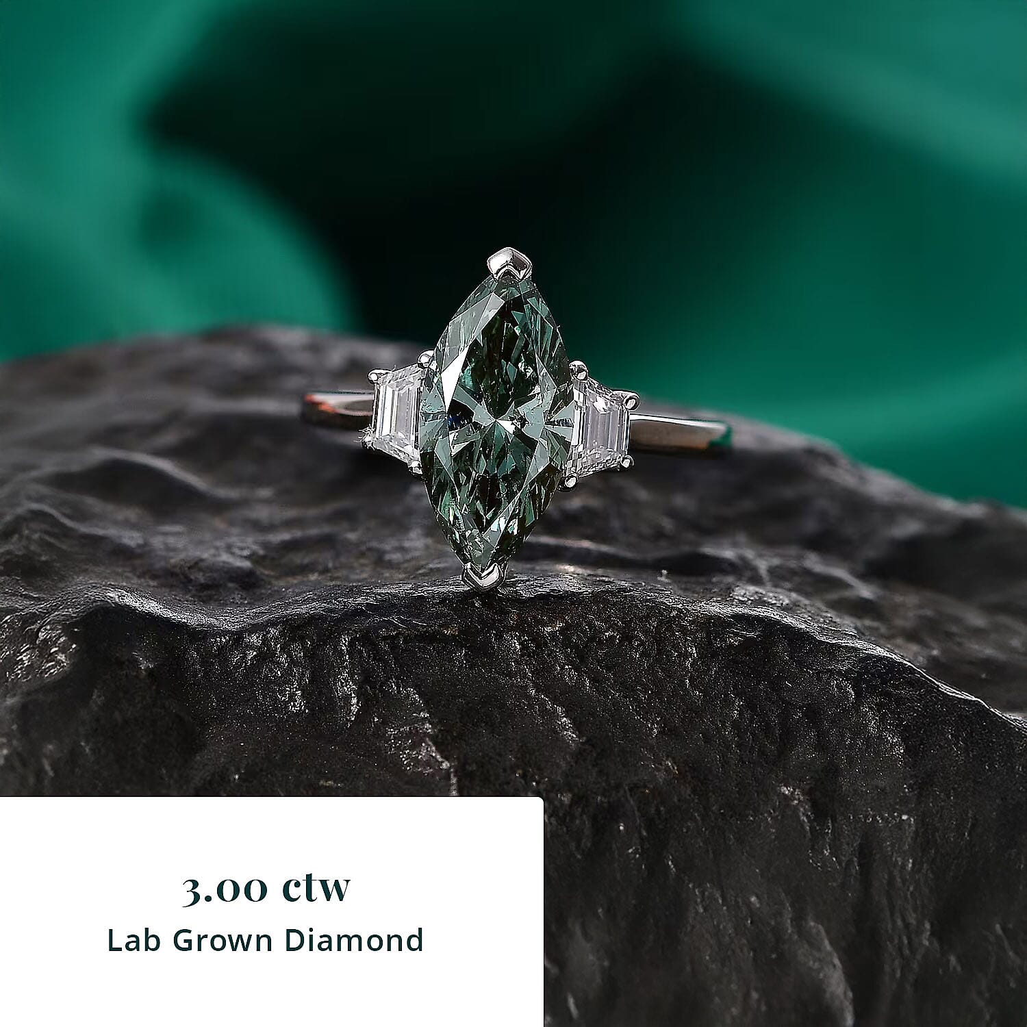 Luxuriant Lab Grown Green Diamond IR and Lab Grown Diamond VS 3.00 ctw Celestial Green Spark Ring in 950 Palladium (Size  6.0)