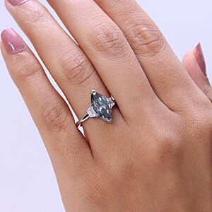 Luxuriant Lab Grown Green Diamond (IR) and Lab Grown Diamond (VS) 3.00 ctw Celestial Green Spark Ring in 950 Palladium (Size 6.0)