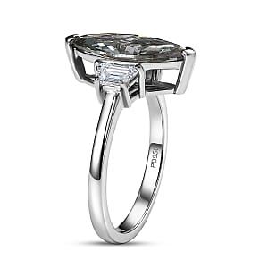 Luxuriant Lab Grown Green Diamond (IR) and Lab Grown Diamond (VS) 3.00 ctw Celestial Green Spark Ring in 950 Palladium (Size 6.0)