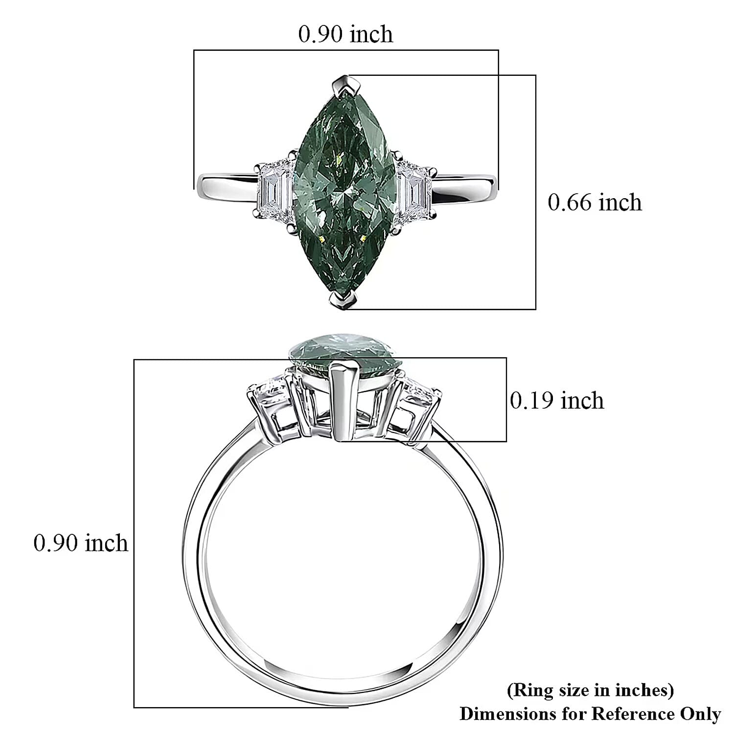 Luxuriant Lab Grown Green Diamond IR and Lab Grown Diamond VS 3.00 ctw Celestial Green Spark Ring in 950 Palladium (Size  6.0)