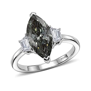 Luxuriant Lab Grown Green Diamond and Lab Grown Diamond VS 3.00 ctw Ring in 950 Palladium (Size 7.0)