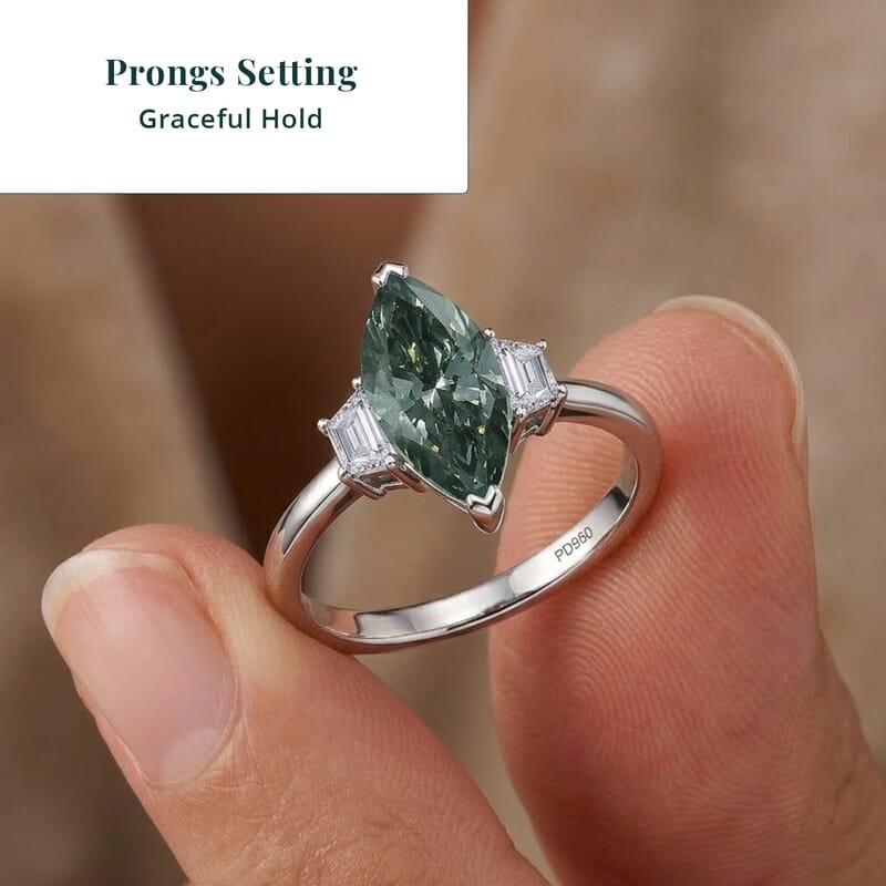 Luxuriant Lab Grown Green Diamond IR and Lab Grown Diamond VS 3.00 ctw Celestial Green Spark Ring in 950 Palladium (Size  9.0)