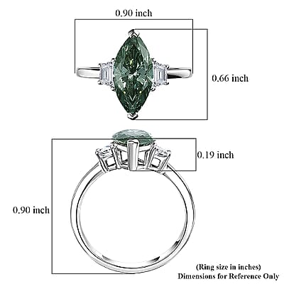 Luxuriant Lab Grown Green Diamond IR and Lab Grown Diamond VS 3.00 ctw Celestial Green Spark Ring in 950 Palladium (Size  9.5)