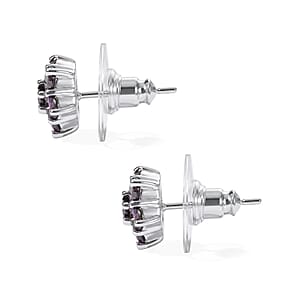 EverTrue Simulated Amethyst Color Diamond Solitaire Stud Earrings in Stainless Steel