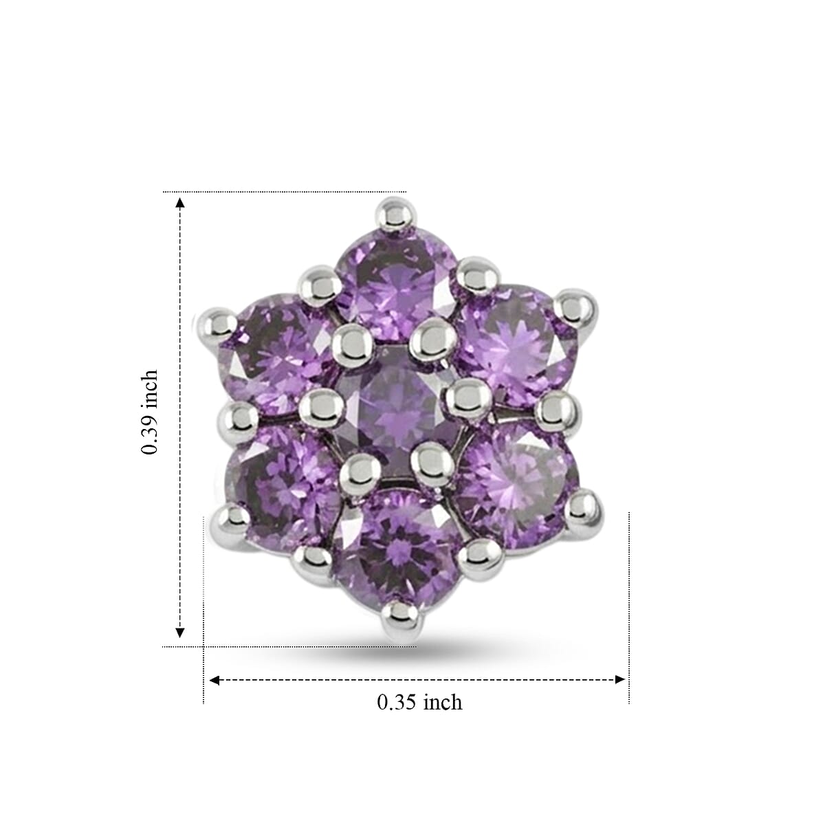EverTrue Simulated Amethyst Color Diamond Solitaire Stud Earrings in Stainless Steel image number 3